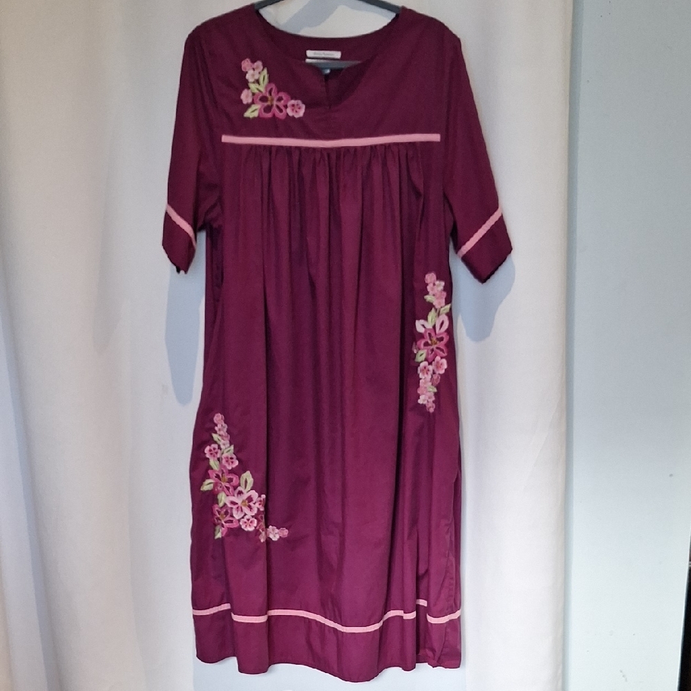 Go Softly Patio Floral Embroidered Dress - Purple Size L